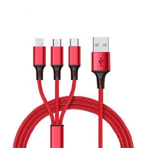 Kebidumei 3 in 1 Fast Charging Cable Micro USB Type-C Fast Charger Cable Data Cable For Phone