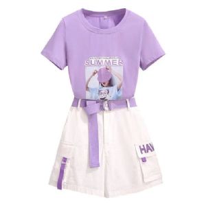 Summer Fashion Set Womens Short Pants Two-Piece Suit Cotton Material Youthful Style Ideal for Ages 18-25 Spring Summer Collection