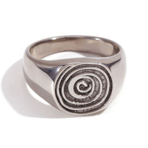Fingerprint Ring Seal Ring Funny Waterproof Tarnish Free 18K Gold Plated Jewelry 316L Stainless Steel Decoration