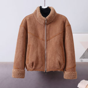 MANWUJINGLING | Fluffy Lamb Fleece Jacket Women Short Winter