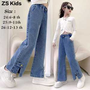 New Arrival ZS Kids Kulot Jeans Anak Perempuan Variasi Kancing Bawah Kulot Anak Import