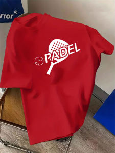 HEAD | Men O‑Neck Short Sleeve T‑Shirt Padel Sport Racket Ball Graphic Print Casual Loose Summer White Athletic Tee Tops
