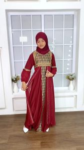 Abaya Turki Anak Perempuan Baju Gamis Turkey Remaja Tanggung Hitam Warna Putih Mewah | Abiyyuco TA9032Anak
