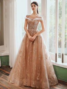 Glary Star Party Evening Dresses At Large Princess Evening Dresses Rose Champagne Party Dresses