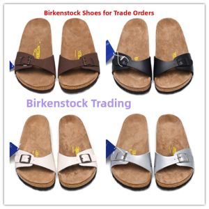 Boken Cork Slippers Madrid Womens Sandals Outdoor Beach Shoes Single Buckle Large Size Mens Casual Slip-On Flats