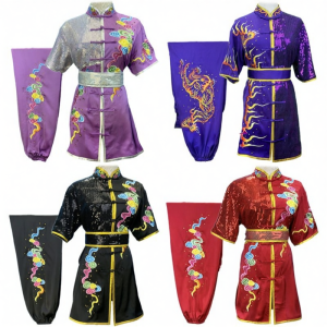 HANCUI | Competition Martial Arts Uniform Custom Purple Embroidered Tiger