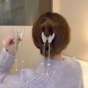 Kẹp tóc tua rua hình bướm khí chất thanh lịch kẹp tóc đính ngọc Hàn Quốc