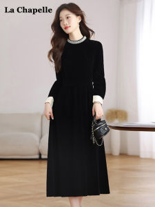 Váy Dài Tay Nhung La Chapelle Phong Cách Hepburn Ôm Eo Cho Nữ Mùa Thu Đông Mới Váy Midi Dài Ôm Sát Cơ Thể