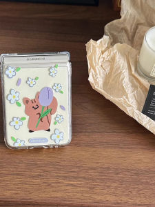 Ultra-Thin Transparent Protective Case for Samsung ZFlip6/ZFlip5 Foldable Screen Womens New Style Flower Squirrel Design