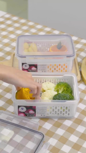 กล่อ.เก็บอาหาร ในตู้เย็น ที่เก็บผักปิดผนึกกรอบจัดเก็บได้หลายจานอเนกประสงค์เส้นก๋วยเตี๋ยวและไข่ที่ใช้งานได้