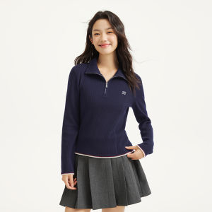 Hotwind | Knitted Womens Top Lace-Up Collar Wool Content