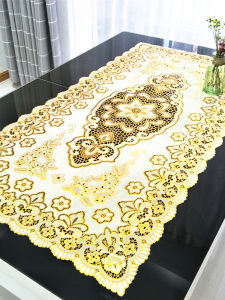 European Style PVC Tablecloth Gold Printing Tea Table Dining Table Mat Rectangular Silver Table Pad Washable Home Textile