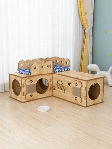 รังแมว รังแมวไม้ บ้านไม้สำหรับแมวแมว รังแมว อุโมงค์แมว โพสต์ลับเล็บแมว ของเล่นแมว หลุมแมวไม้เนื้อแข็ง สามารถรวมกันได้อย่างอิสระ