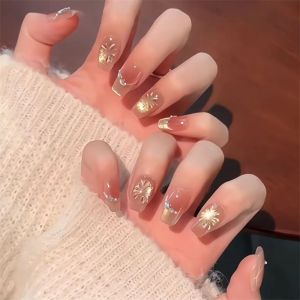 Autumn Winter New Style Cat Eye False Nails Sparkling Firework Design Nail Patches Ready Made Beautiful Nail Art for Students And Pregnant Women
