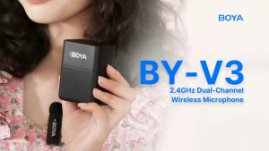 (New)BOYA BY-V3 Wireless Mirophone General Lavalier Mirophone for iPhone Android Smartphones Action DSLR Camera with 30h Charging for Recording Interview Vlog