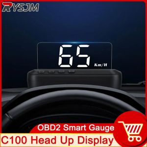 RYSJM | C100 OBD2 HUD Car Windshield Projector Speedometer Overspeed Warning System Head Up Display Auto Electronic Voltage Alarm