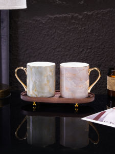 Luxurious Wedding Couple Toothbrush Cup Advanced Sensation Oral Care Ceramic Wash Cup Creative Handle Design Bathroom Accessories