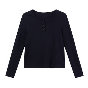 Hello Canon Womens Long Sleeve Cotton T-Shirt round Neck Simple Base Shirt Spring 2025 Casual Style Slim Fit Pure Cotton