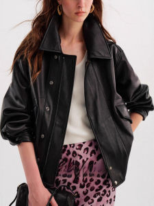 XMO | Retro Leather Pilot Jacket Loose Waist Design