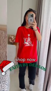 DEKAOS SHOP kaos Natal wanita anak pria couple family keluarga terbaru baju rohani Kristen Katolik Merry Christmas blessed Santa Claus Sinterklas Joy to the world pohon Natal 3041 RUSA HOLOGRAM