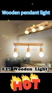 Creative LED Wood Chandelier Three Head Ceiling light Dressing Room Cloakroom Mirror Headlights