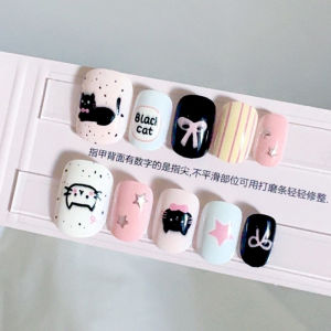 [Little Black Cat] Cats Eye Hand-Worn Nail Nail Patch Manicure Fake Nails 5082#