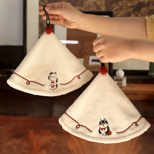 Home Luxury Hanging Hand Towel for Bathroom Kitchen for Children Adult Thickened Absorbent No-shedding Embroidery Drying Towel