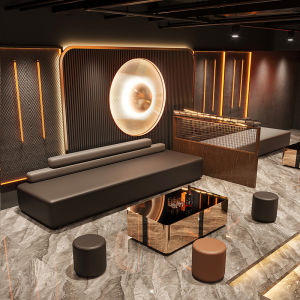 Modern Minimalist Coffee Shop Bar Commercial Room Corner Irregular Shape Sofa Combination Table Chair KTV Tea Milk Shop