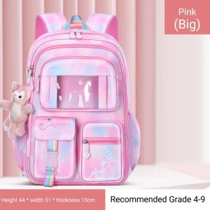 (Girls version) - Large capacity primary school childrens backpack Rainbow appearance cute backpacK