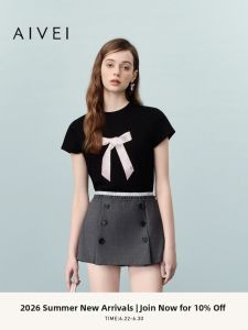 AIVEI | Youthful Sweet Bow Print T-shirt