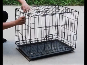 Heavy Duty Dog Cage With Wheels & Removable Poop Tray Foldable Collapsible Square Tube Thick Frame Indoor Metal Dog Crate Pet Cage For Dog Cat