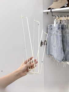 Home Use Iron Art Clothes Rack Multi-Function Hanging Rod for Coat Pants Hat Storage No Drilling Required Closet Organizer