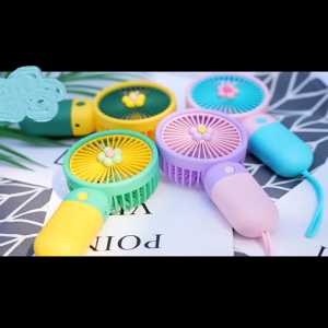 Handheld Small Fan Charging Portable Fan Summer Flower Color Block Mini Handheld Small Fan Portable USB Charging Fan