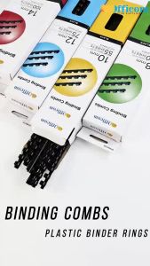 Officom Plastic Comb Binder Rings 25pcs (8mm 10mm 12mm 14mm) A4 Size Ring Binder for Binding Machine & Binding Cover