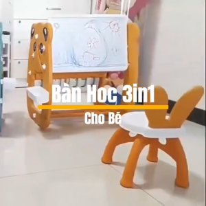 Bàn học trẻ em Giá sách Bảng vẽ cho bé 1-5 tuổi kèm ghế BANHOC0188