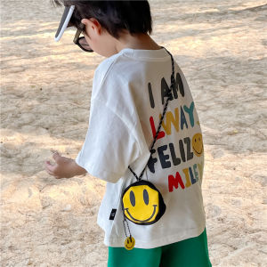 INS smiley face coin purse mini pouch key wallet trendy headphone bag hanging neck bag cute sling bag