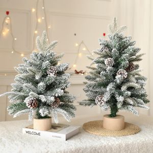 Desktop Small Christmas Tree Flocking Encryption Snowflake Small Tree Christmas Decorations Living Room Atmosphere Layout Desktop Ornaments
