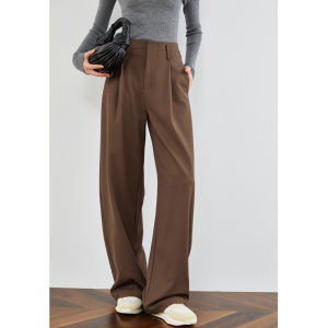 Extended Length Casual Drapey Wide Leg Suit Pants for Tall Women FAESSLIN High Waist Straight Cut Polyester Blend Fashion