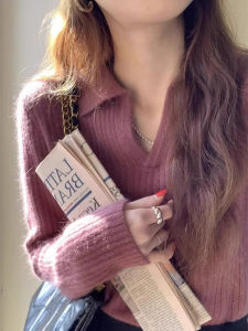 เสื้อสเวตเตอร์คอโปโลถักแขนยาวสำหรับผู้หญิง ฤดูใบไม้ร่วง 2025 เสื้อชั้นในนุ่ม สไตล์เกาหลี ทรงหลวม ปกติ