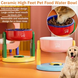 Cervical Protection Dog Bowl Raised Dog Pet Bowl Pet Accessories Ceramic High Feet Pet Food Water Bowl