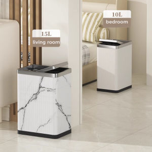 15L Stainless Steel Square Shake Lid  Trash can household large capacity Clamshell