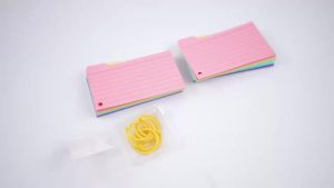 300Pcs Tabbed Index Cards with 8 Binder Rings Portable Index Note Cards 6 Colours Ruled Flash Cards for Classroom Office