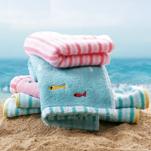 Soft Absorbent Cotton Embroidered Satin Cartoon Baby Face Towel Childrens Towel Pure Cotton Towel for Babies And Kids