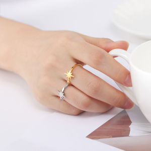 Skyrim nhẫn nữ thanh lịch với thiết kế hình ngôi sao bát giác và kích thước có thể điều chỉnh làm quà tặng trang sức thời trang nhẫn cho nữ