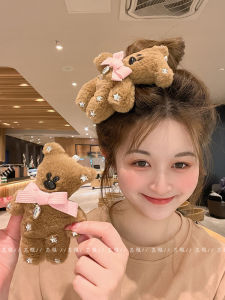 Large Hair Clip Women Cute Butterfly Knot Plush Bear Hair Fringe Side Clip Hair Accessories New 2025 Fresh out Korean Style
