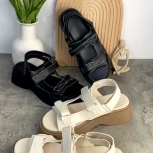 Sandal Tali Wanita Wedges Korean Style dengan Gesper Simple - Sandal Gunung Kekinian