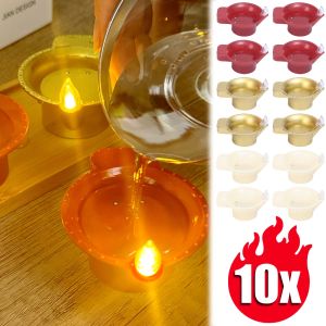 1/10Pcs Premium Waterproof Electric DIY LED Light Floating on Water Diwali Tea Light India Oil Lamp Water Sensor Candle Fake Candle Lamp