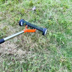 Landscape Weeding Rake With Wheeled Cultivator Detachable Lawn Thatching Head Adjustable Lawn Grass Rake