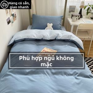 Bộ Drap Giường và Vỏ Chăn Bông Cotton cho Sinh Viên Kí Túc Xá Đơn