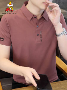 Scarecrow Summer New Arrival Men Ice Silk Short Sleeve T-shirt Young and Middle-Aged Cool Polo Shirt Pure Color Tops Bottoming Shirt T